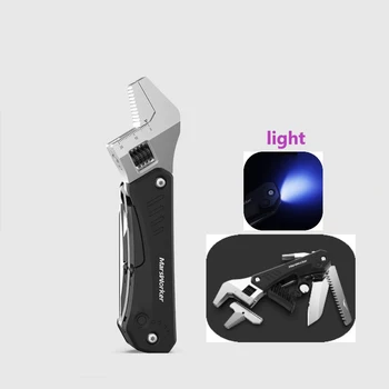 Многофункциональный комбинированный ключ MarsWorker со светодиодной подсветкой, Многофункциональный складной инструмент для кемпинга, пешего туризма, Инструмент для спасения в джунглях